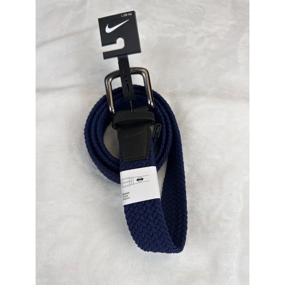 Nike Essentials Mens Woven Stretch Belt Midnight Blue Braided Large 38-40 New